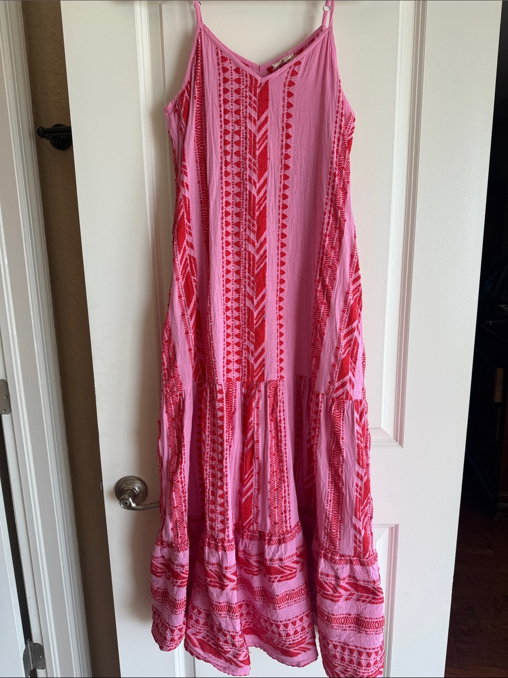 Elan Pink Dress with Red Motif